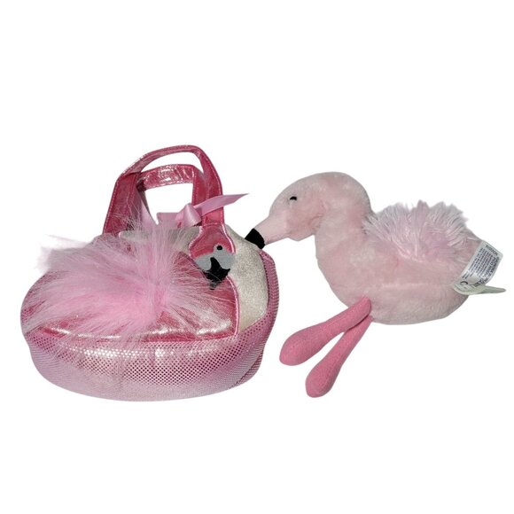 Aurora Fancy Pals Pink Flamingo Purse 7 inch Plush Handbag Stuffed Animal Bag - Picture 3 of 8